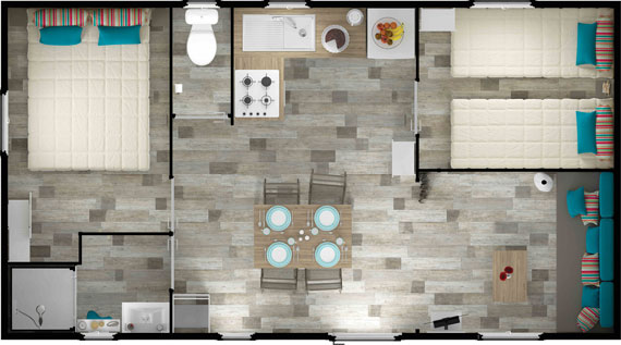 Ver el mapa Mobil-home Confort de 27 m² (2 habitaciones - 4/6 personas)
